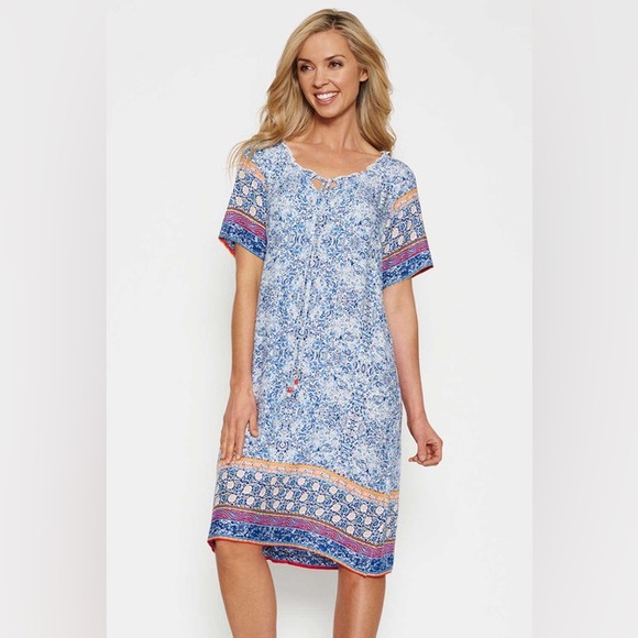 threadz Australia Blue and Multicoloured Print Dress Size Small - Picture 4 of 13